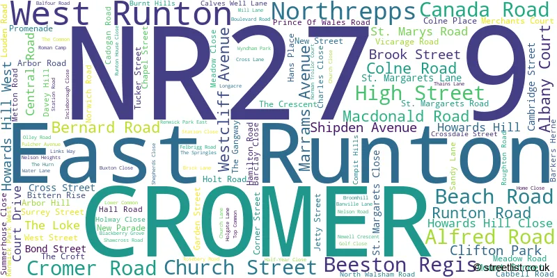A word cloud for the NR27 9 postcode